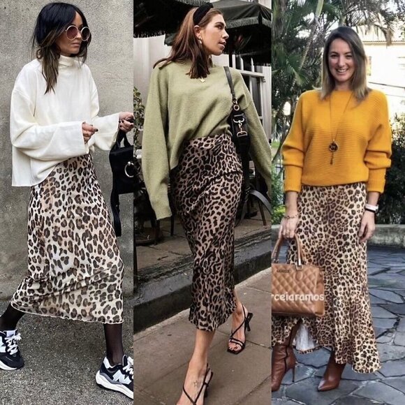 NEW Leopard Print Maxi Skirt Sz.S Tan Black Side Zip A-Line Animal Print 90s Y2K - Picture 9 of 10